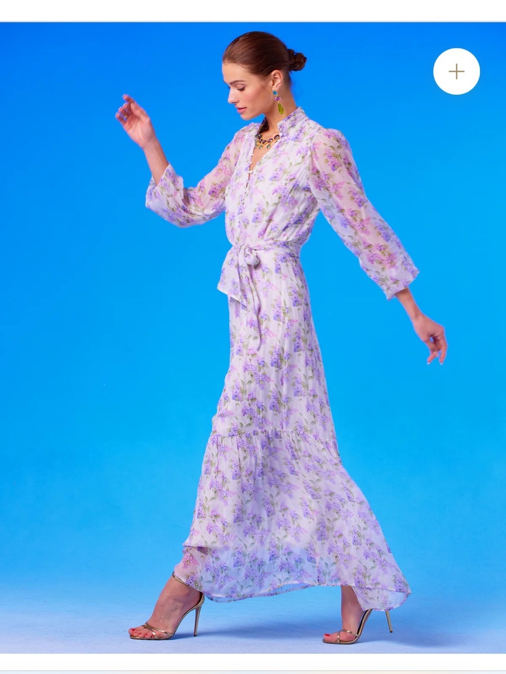 Nicoblu Blythe Maxi Crinckle Chiffon Dress in Lavender Floral